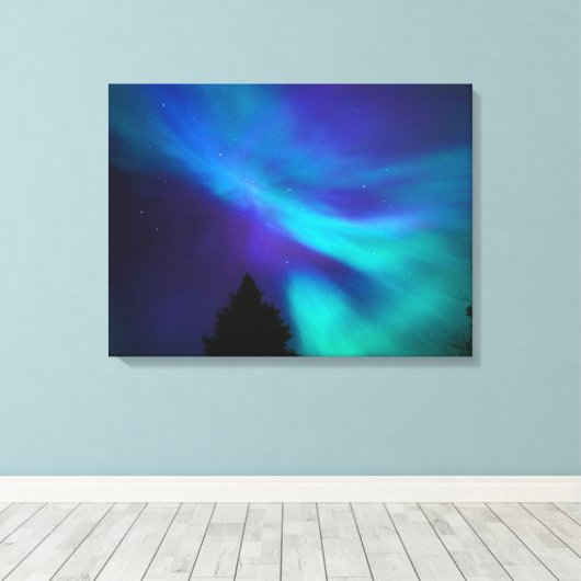 Aurora Borealis | Canada Ontario Sudbury Canvas Afdruk (Insitu (Houten vloer))