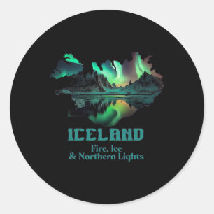 Aurora Borealis Eiland Natuur Vuur Ijs Kamperen Wa Ronde Sticker