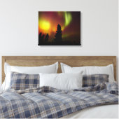 Aurora Borealis en Bomen Canvas Afdruk (Insitu (Slaapkamer))