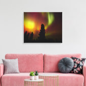 Aurora Borealis en Bomen Canvas Afdruk (Insitu (Woonkamer))