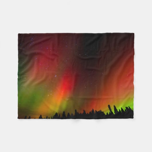 Aurora Borealis en bomen Fleece Deken (Voorkant (Horizontaal))