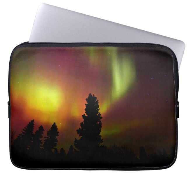 Aurora Borealis en Bomen Laptop Sleeve (Voorkant)