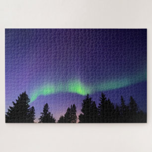 Aurora Borealis en bomen Manitoba, Canada Legpuzzel