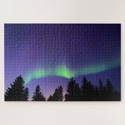 Aurora Borealis en bomen | Manitoba, Canada Legpuzzel (Horizontaal)