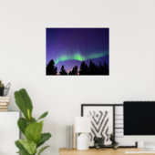 Aurora Borealis en bomen | Manitoba, Canada Poster (Thuiskantoor)