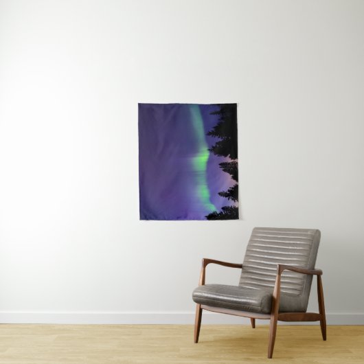 Aurora Borealis en bomen | Manitoba, Canada Wandkleed (In situ)