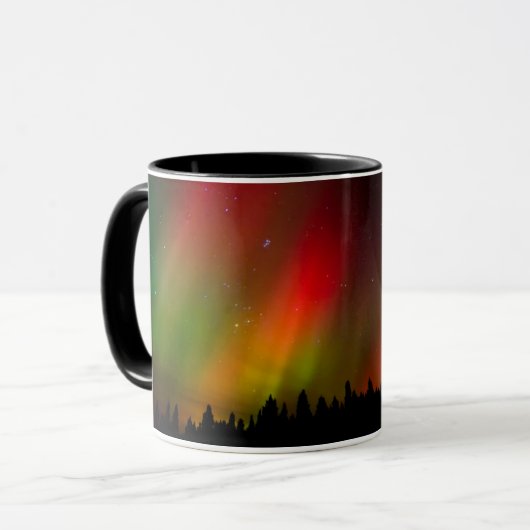 Aurora Borealis en bomen Mok (Voorkant links)