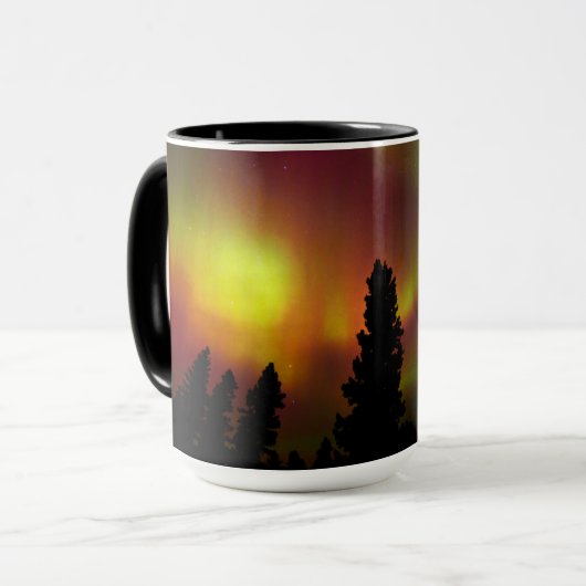 Aurora Borealis en Bomen Mok (Voorkant links)