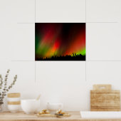 Aurora Borealis en bomen Poster (Keuken)