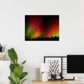 Aurora Borealis en bomen Poster (Thuiskantoor)