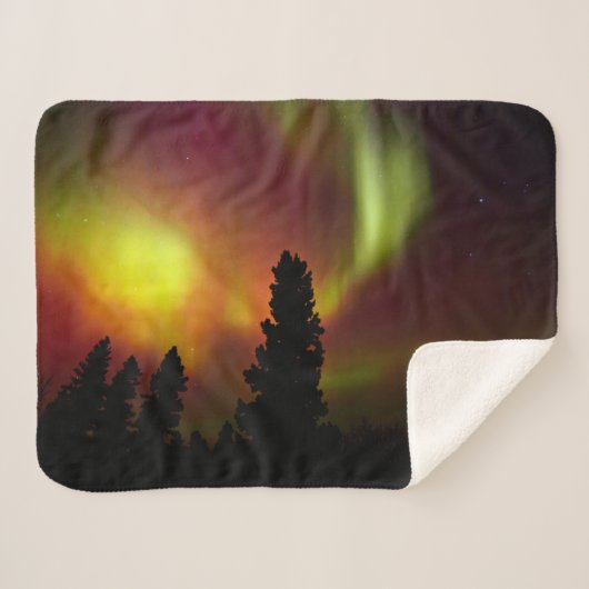 Aurora Borealis en Bomen Sherpa Deken (Voorkant (horizontaal))