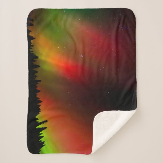 Aurora Borealis en bomen Sherpa Deken (Voorkant)
