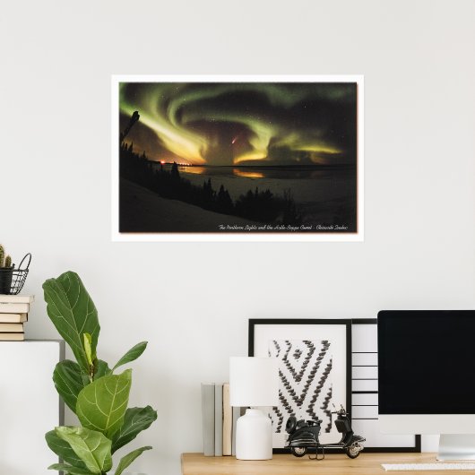 Aurora Borealis en Hale-Bopp Comet Poster (Thuiskantoor)