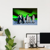 Aurora borealis en pinguïns poster (Thuiskantoor)