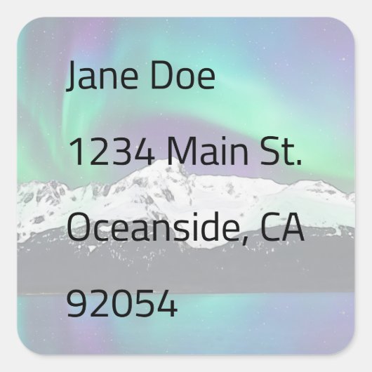 Aurora Borealis - Enveloppennetjes Vierkante Sticker (Voorkant)