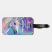 Aurora Borealis Fantasy Rainbow Glitter Eenhoorn Bagagelabel (Achterkant horizontaal)