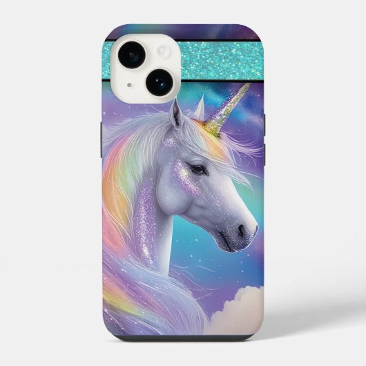 Aurora Borealis Fantasy Rainbow Glitter Eenhoorn iPhone Hoesje (Achterkant)