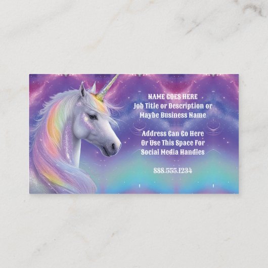 Aurora Borealis Fantasy Rainbow Glitter Unicorn Visitekaartje (Achterkant)