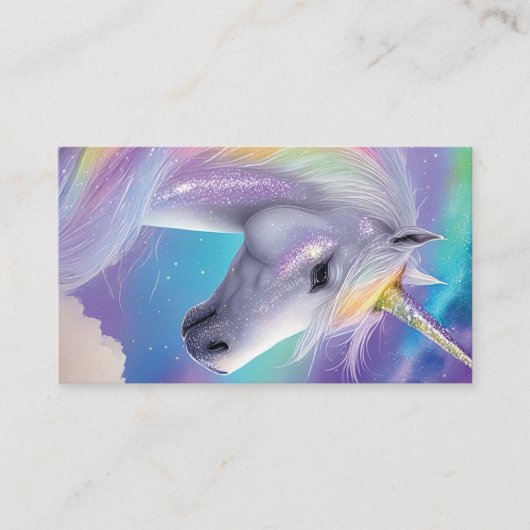 Aurora Borealis Fantasy Rainbow Glitter Unicorn Visitekaartje (Voorkant)
