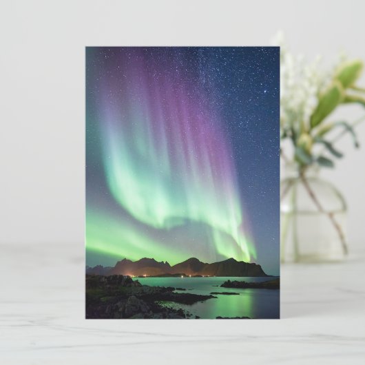 Aurora borealis feestdagenkaart (Staand voorkant)