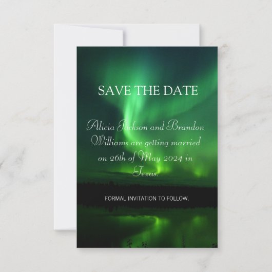 Aurora Borealis Foto Noorderlicht Bruiloft Save The Date (Achterkant)