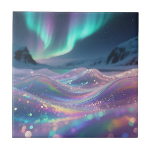 Aurora Borealis Glanzende Golven Fantasie Tegeltje