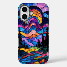 Aurora Borealis Glas in lood Telefoonhoes