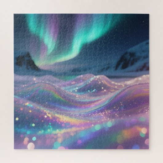 Aurora Borealis Glinsterende Golven Fantasie Legpuzzel (Verticaal)