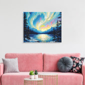 Aurora Borealis Glow Premium Wrapped Canvas Muur A (Insitu (Woonkamer))