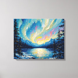 Aurora Borealis Glow Premium Wrapped Canvas Muur A Afdruk