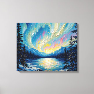 Aurora Borealis Glow Premium Wrapped Canvas Muur A Afdruk