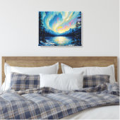 Aurora Borealis Glow Premium Wrapped Canvas Muur A Afdruk (Insitu (Slaapkamer))