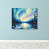 Aurora Borealis Glow Premium Wrapped Canvas Muur A Afdruk (Insitu (Houten vloer))