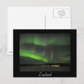 Aurora borealis in de hemel briefkaart zwarte teks (Voorkant / Achterkant)