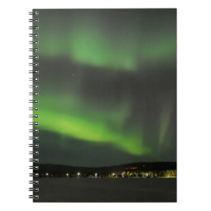 Aurora borealis in de hemel notitieboek
