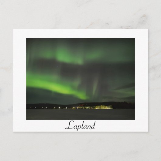 Aurora borealis in de hemel wit briefkaart (Voorkant)