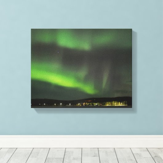 Aurora borealis in de sky canvas print (Insitu (Houten vloer))