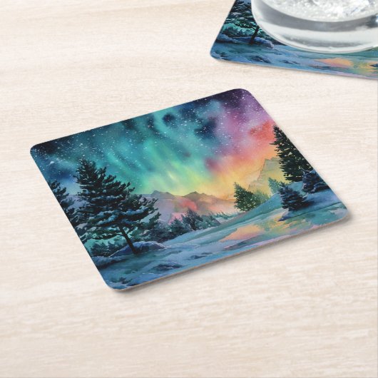 Aurora Borealis Kartonnen Onderzetters (Schuin)