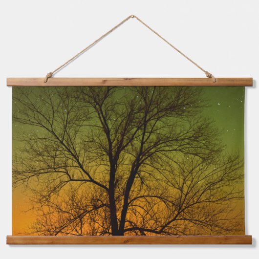 Aurora Borealis & Katoenboom Hangend Wandkleed (Voorkant)