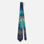 Aurora Borealis Kerstkaart, Goud Noordpool  Stropdas (Voorkant)