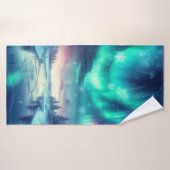 Aurora borealis/Kerstmis/Winter Badhanddoek (Badhanddoek)