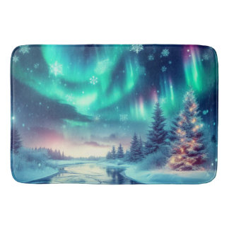 Aurora borealis/Kerstmis/Winter Badmat