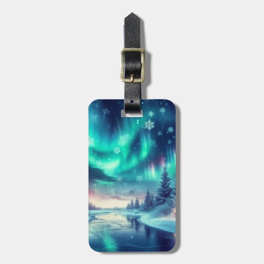 Aurora borealis/Kerstmis/Winter Bagagelabel (Voorkant verticaal)