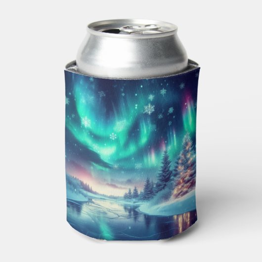 Aurora borealis/Kerstmis/Winter Blikjeskoeler (Blikje Voorkant)