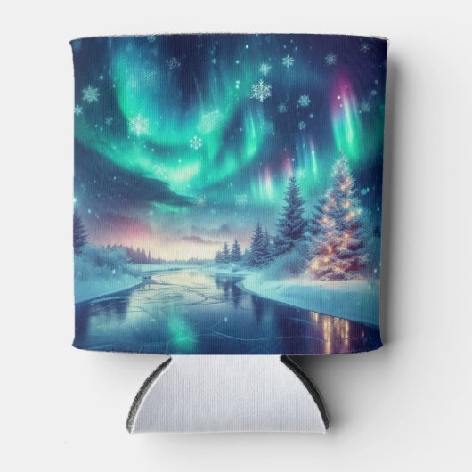 Aurora borealis/Kerstmis/Winter Blikjeskoeler (Voorkant)