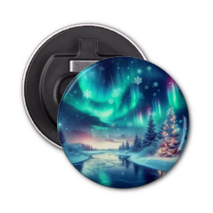 Aurora borealis/Kerstmis/Winter Button Flesopener