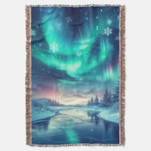 Aurora borealis/Kerstmis/Winter Deken (Voorkant Verticaal)