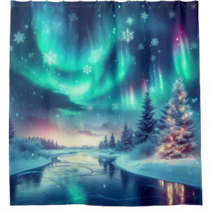 Aurora borealis/Kerstmis/Winter Douchegordijn
