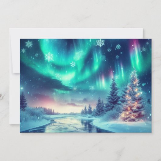 aurora borealis/Kerstmis/Winter Feestdagenkaart (Voorkant)