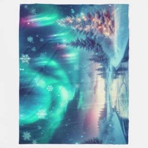 Aurora borealis/Kerstmis/Winter Fleece Deken